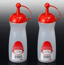 2 Pack Japanese Squeeze Bottle Soy Sauce Pot w/Red Cap S-3268x2