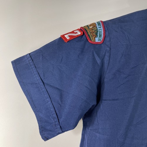 Cub Scouts Boy Scouts of America Large Blue Youth Shirt Sewn Patches VTG Stain - Picture 7 of 14