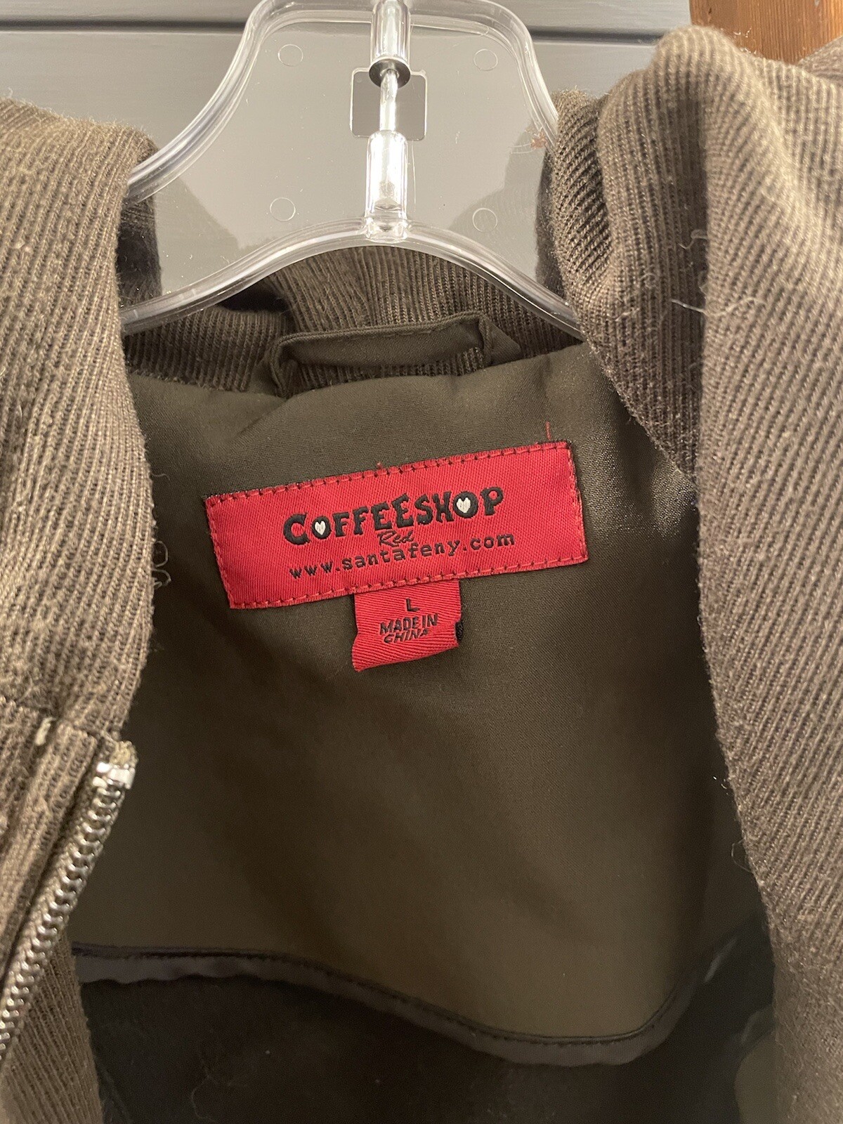 Coffee Shop Jacket womans Coat Brown Hood. Large Dua… Gem