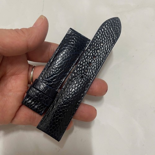 22mm/20mm Padded Blue navy Genuine OSTRICH Leg LEATHER SKIN WATCH STRAP BAND - Picture 17 of 18