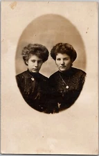 ANTIQUE RPPC POSTCARD C. 1900s TWO GORGEOUS YOUNG LADIES IN DRESSES ALBUM PRINT