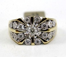 Natural Round Diamond Square Cluster Men's Ring Band 14k Yellow Gold 1.02Ct