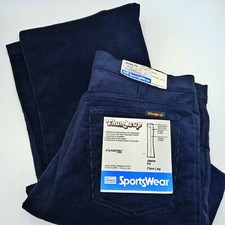 Vintage 70's Sears Thumbs Up Blue Corduroy Flare Jeans 34"Waist X 29"Inseam