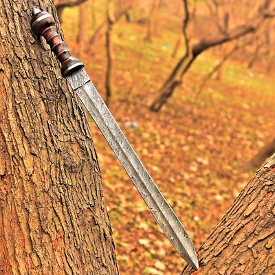 CUSTOM MADE HAND FORGED DAMASCUS STEEL DOUBLE EDGED GLADIATOR GLADIUS SWORD 2913