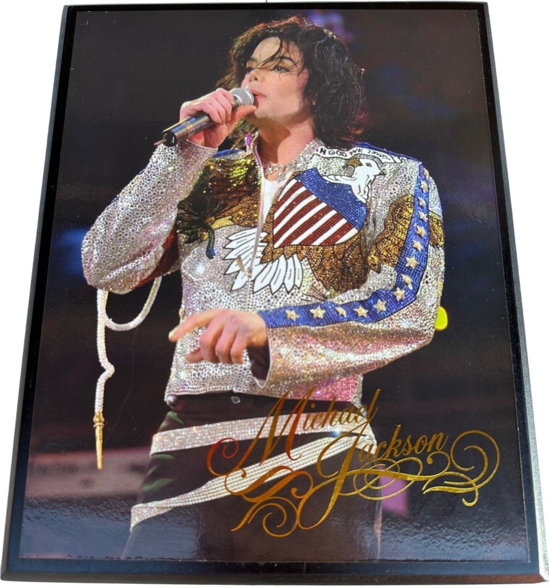 マイケルジャクソン　プレート Michael Jackson Performance Wall Decor Plaque w/Celebrity Print