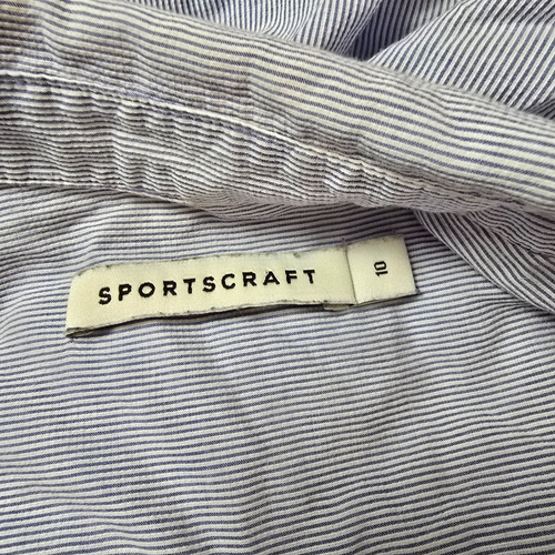 Sportscraft Womens Blouse Top Size 10 Navy Blue White Stripe Long Sleeve - Picture 12 of 14