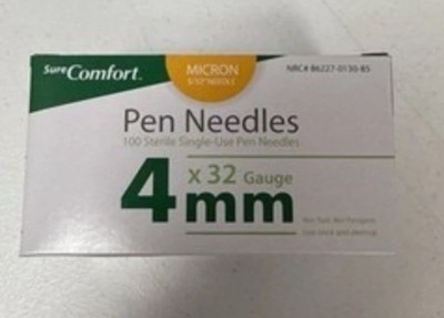 MediVena One Care Pen Needles 32G x 4 mm (5/32  ) 100 Box