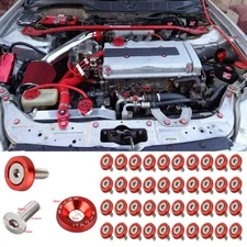 40PC JDM Billet Aluminum Fender Bumper Washer Bolt Engine Bay Dress Up Kit Red.