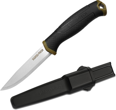 Swiss+Tech Jagdmesser für Abenteuer, Camping & Wandern - Feststehende Klinge!
