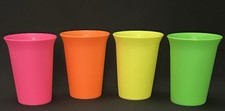 Vintage Tupperware Sippy Bell Tumblers Set of 4-7oz. Kids Cups Neons RARE NOS