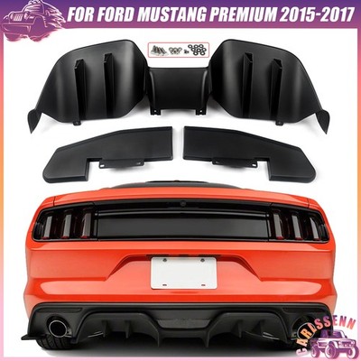 3PCS Rear Bumper Diffuser w/Side Extensions For Ford Mustang Premium 2015-2017