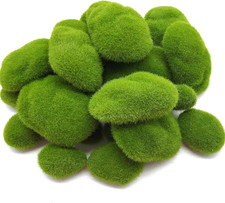30PCS Artificial Moss Rocks, 3 Size Faux Green Moss Covered Stones Green Moss Ba