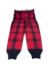 Vintage Wool Hunting Pants Mens Red Buffalo Plaid Lumberjack Zipper Fly