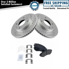 Front Premium Posi Semi-Metallic Brake Pad Performance Drilled Slotted Rotor Kit