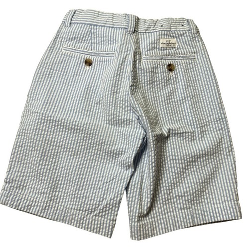 Vineyard Vines Stretch Seersucker Breaker Shorts Boys size 10 blue white stripe - Picture 2 of 6