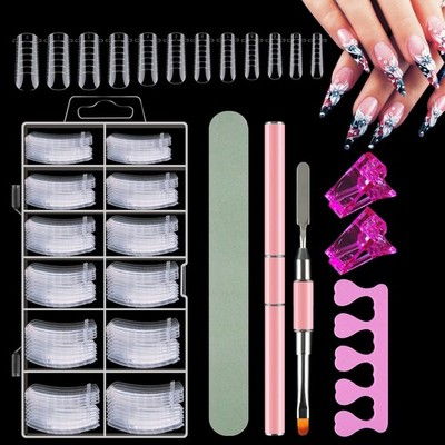 120 Stücke Dual Nail Forms Set Schablonen Nagelverlängerung Nagelformen mit Rosa