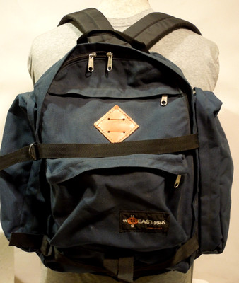 Vtg Eastpak Navy Blue Canvas Backpack Ramsack Bag SZ  Great Cond Made USA