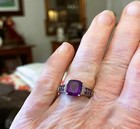 925 Sterling Silver Size 7.25 Amethyst Ring February Gemstone 8 Small Diamonds — photo 5