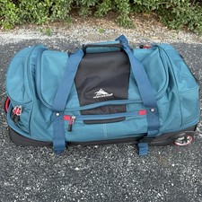 High Sierra 22 Inch Drop Bottom Wheeled Duffel Bag w/Handle Teal Red Pre-Owned