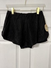 Vintage Women s Genuine Leather Black Elastic Waist Shorts Size M Made In USA
