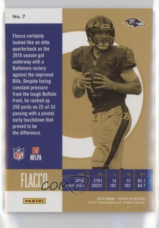 2016 Panini Plates & Patches Green /25 Joe Flacco #7 - Image 2 of 2