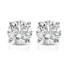 1 Ct Natural Round Cut 14K White Gold Diamond Studs Earrings Screwback