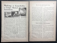   Making a Gourdolin  1934 HowTo Build PLANS One String Gourd Violin / Fiddle