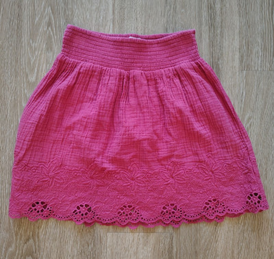 Universal Thread Pink Crinkle Cotton Mini Skirt Crochet Hem NWT Size XS
