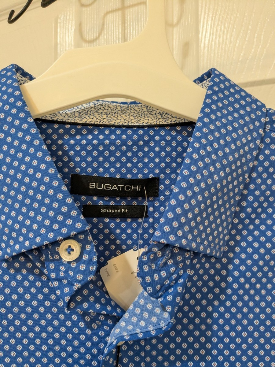 Bugatchi Men's Long Sleeve Button Down Shirt - Cotton - Blue Medium  View 2