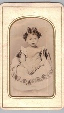 Antique CDV Unmarked Toddler Girl Curly Hair Fancy Dress Unmarked