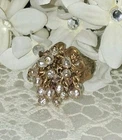 Lovely Miriam Haskell Baroque Pearl Clusters & Russian Gold Ring