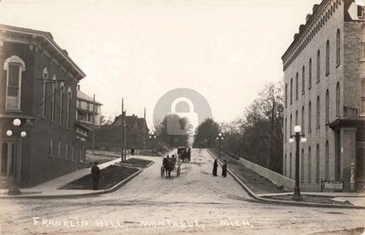 Street View Franklin Hill, Montague MI Michigan RPPC Photo Postcard COPY