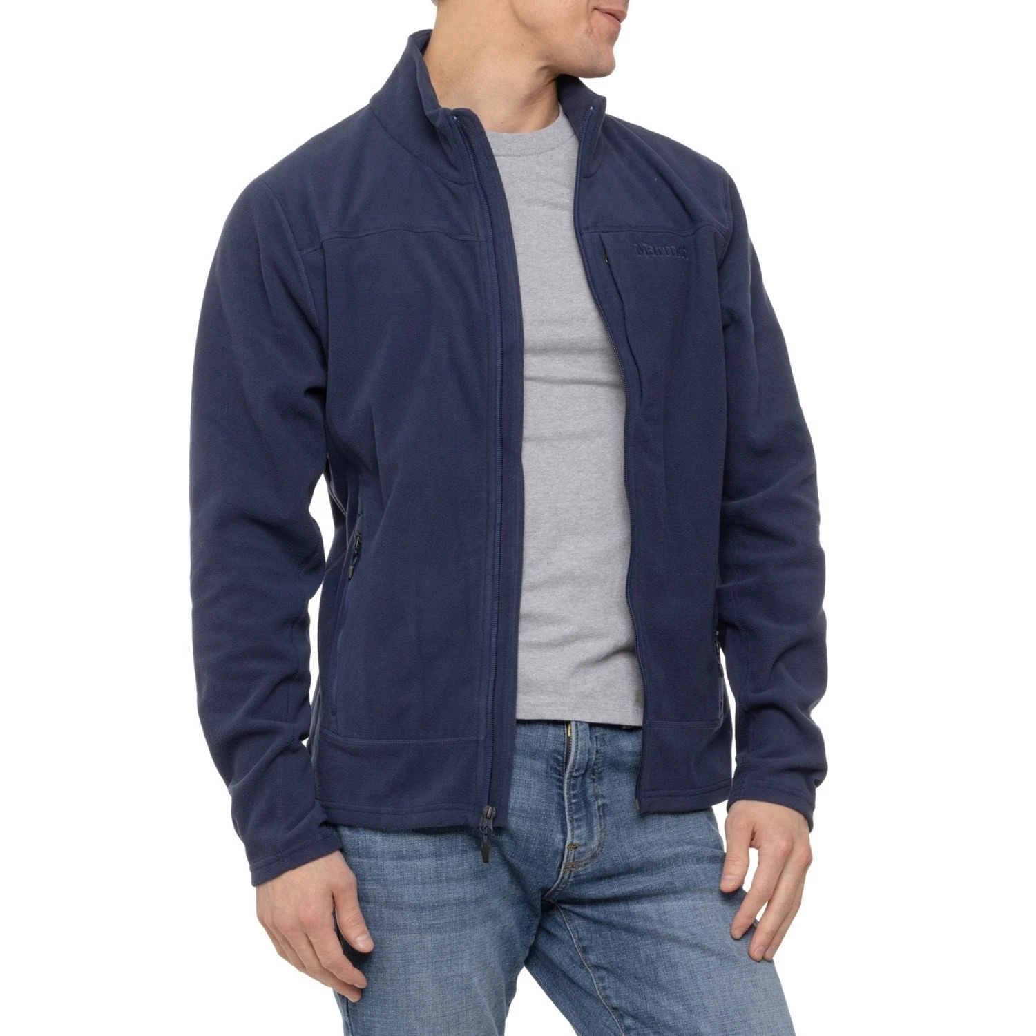 Marmot Mens Microfleece Polartec Jacket Warm Lightweight Soft Navy Blue XL