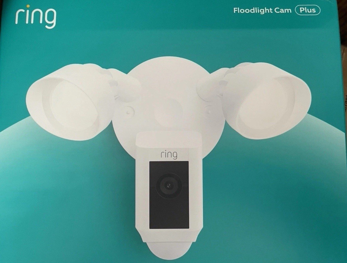 Ring Floodlight Cam Wired Plus Surveillance Camera White for