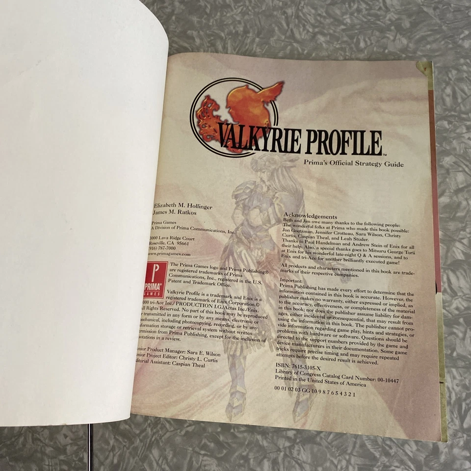 Valkyrie Profile Prima's Official Strategy Guide PS1 2000 Enix Sony PlayStation Foto 4 de 4