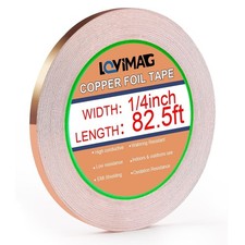 Corrosion Resistant Copper Tape 1/4in x 82.5FT for Stained Glass Repairs