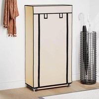 Schuhschrank Mit Abdeckung Cremeweiß 58 X 28 X 106 Cm Stoff