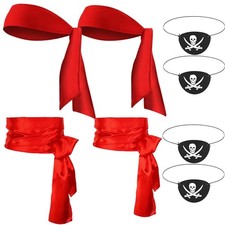 8 PCS Pirate Accessories, Party Supplies, Head Bandana, Belts, Eye Patches