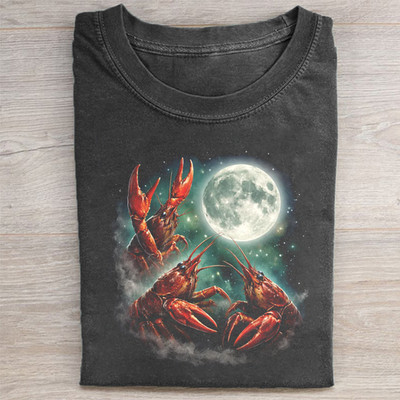 Vintage Three crawfish moon graphic reprint  tshirt, retro tshirt