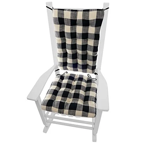 Buffalo Check Black and White Size Extra-Large Rocking Chair Cushions -  Latex