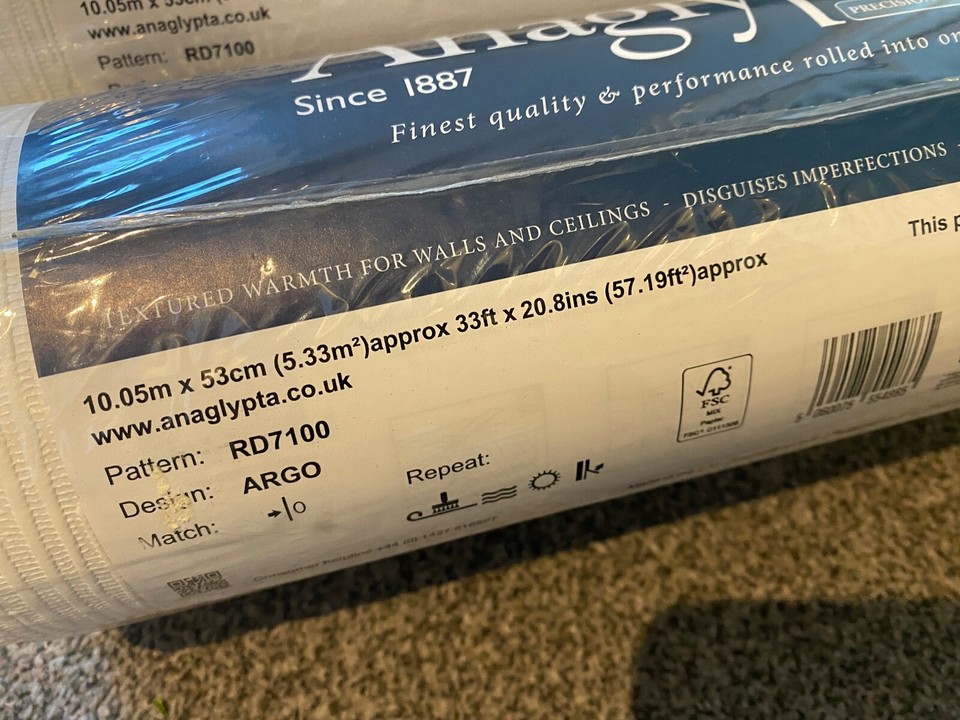 Anaglypta Precision Vinyl Argo Embossed Textured Paintable Wallpaper eBay