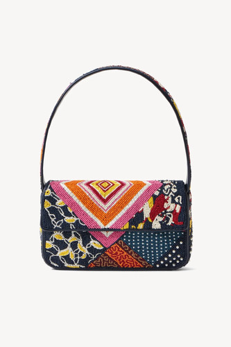 STAUD BEADED TOMMY BAG PATCHWORK NWT