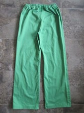 Vintage Handmade Women's Pants 30x31 Green Elastic High Waist Wide Straight