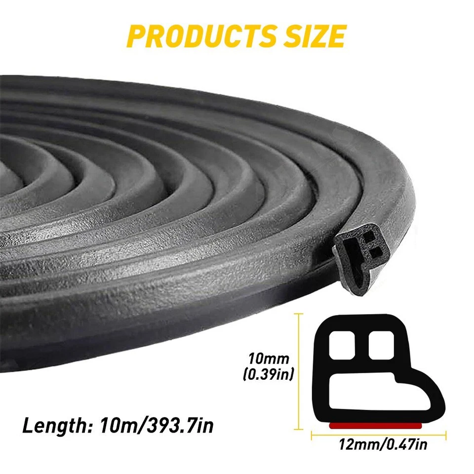 Tira de sello de goma para puerta de coche de 32,8 pies borde de borde de capó moldura resistente al clima Foto 3 de 4