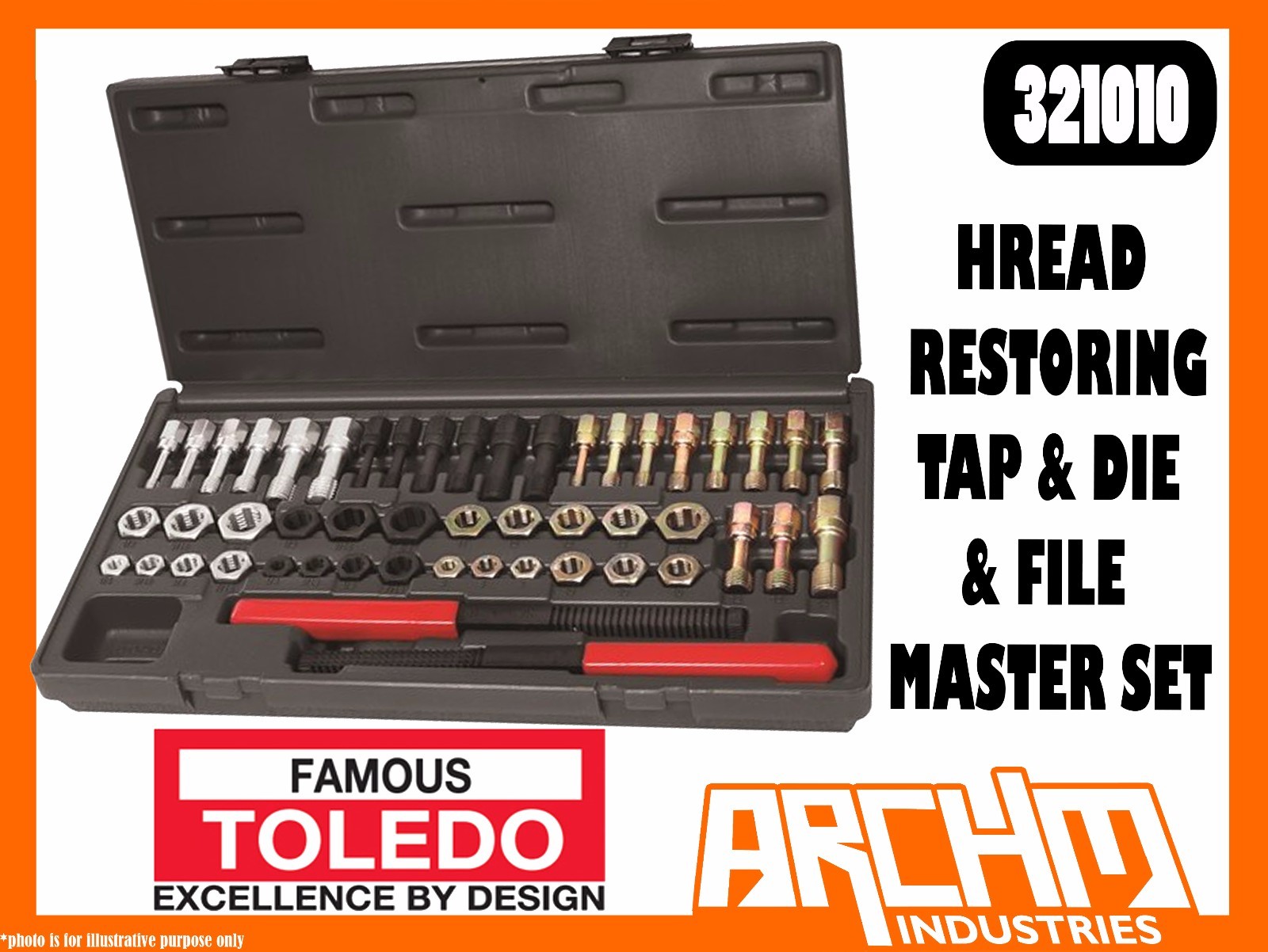 TOLEDO 321010 - THREAD RESTORING TAP & DIE & FILE MASTER SET REPAIR ...