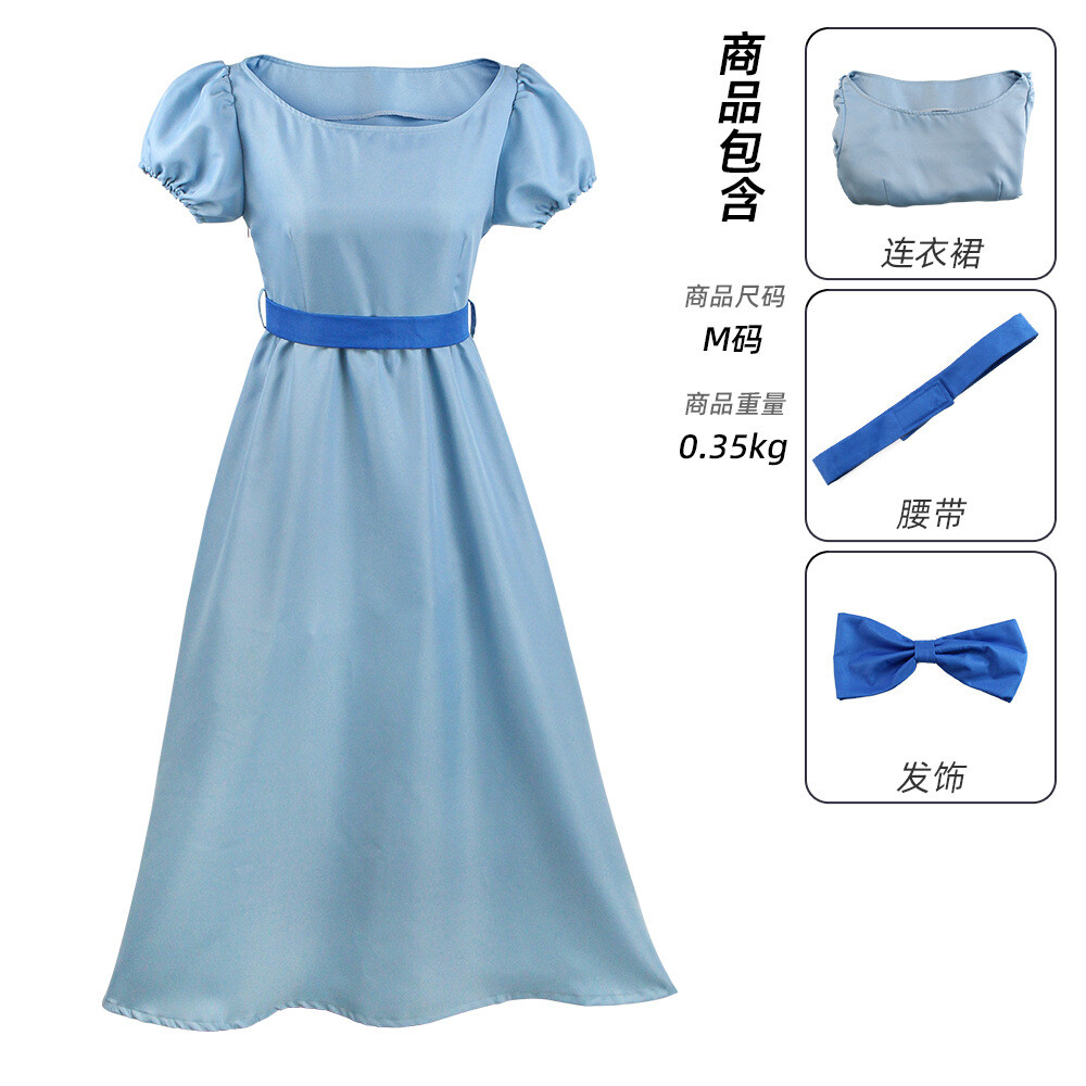 Cosplay Peter Pan and Wendy Blue Dresses Halloween Party Suits Princess  Skirts | eBay