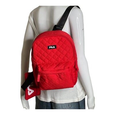 Fila Womens Backpack Red Quilt With Pouch Medium Eileen