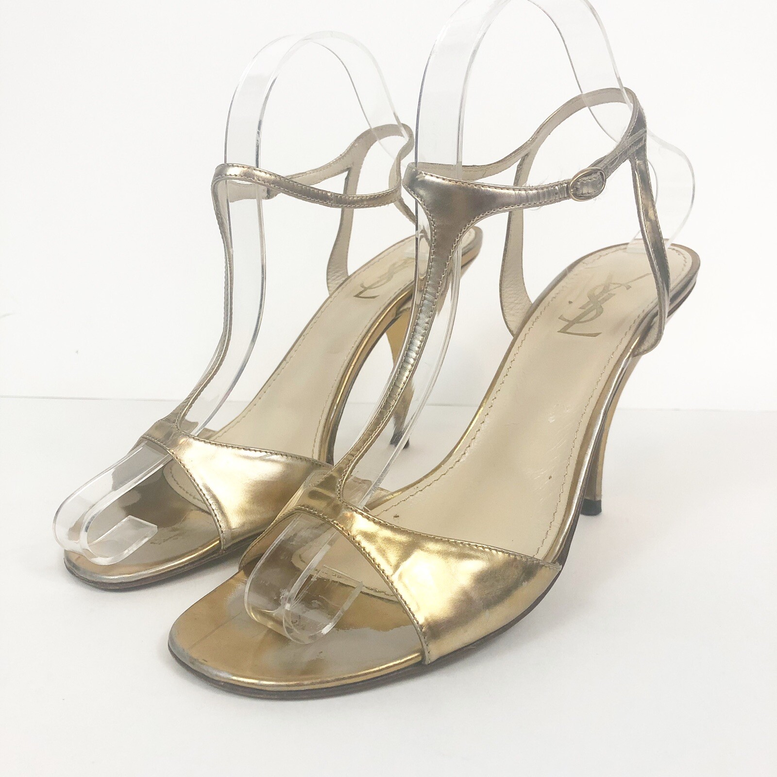 Sandali donna Yves Saint Laurent oro taglia 7 5 YSL