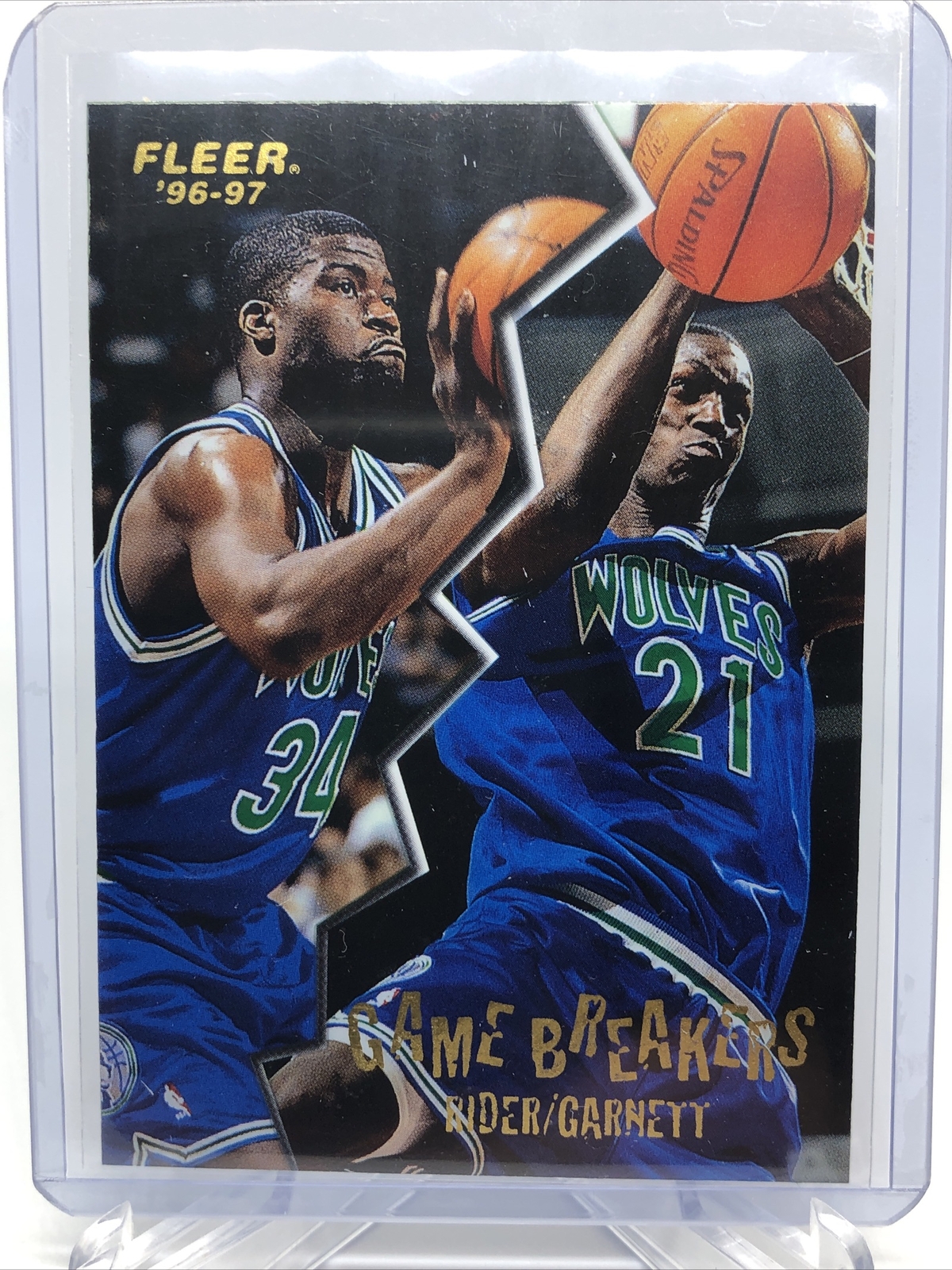 1996-97 Fleer Game Breakers #9 Kevin Garnett Isaiah Rider Timberwolves