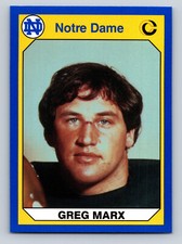 1990 Collegiate Collection Notre Dame #15 Greg Marx Fighting Irish Card